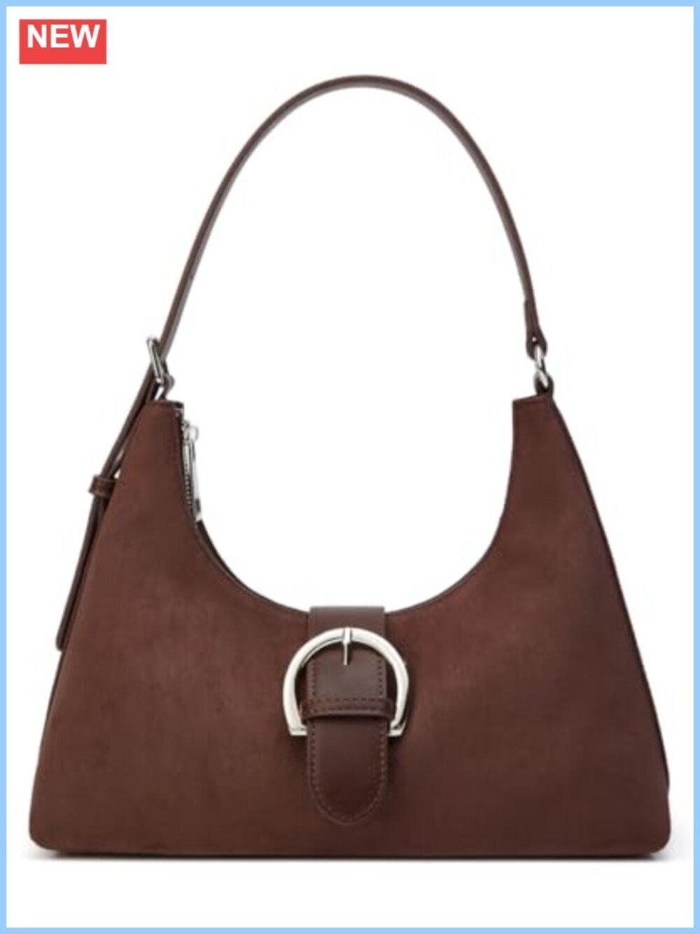 Faux Suede Hobo Shoulder Bag Mini Crescent Crossbody Purse Adjustable Strap